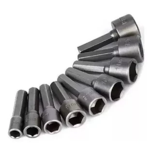Jogo Kit Bits P/ Parafusadeira Ponteira Soquetes Canhão ATOPY 9 Peças 5 a 13mm