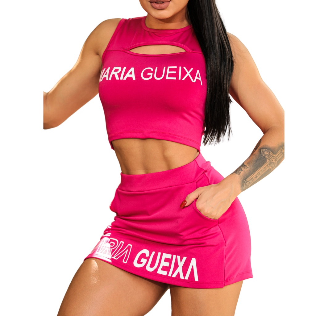 Conjunto Fitness de verão Maria Gueixa short saia em Promoção na