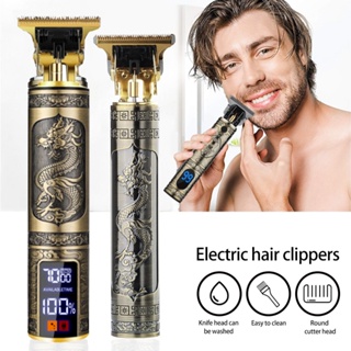 Máquina De Cortar Cabelo Para Barba Masculina Acabamento Profissional Visor LCD Led Dragão