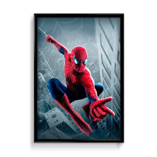 Quadro Decorativo Homem-Aranha Spider Man Teia Peter Parker Miles Morales com Moldura 60x40cm