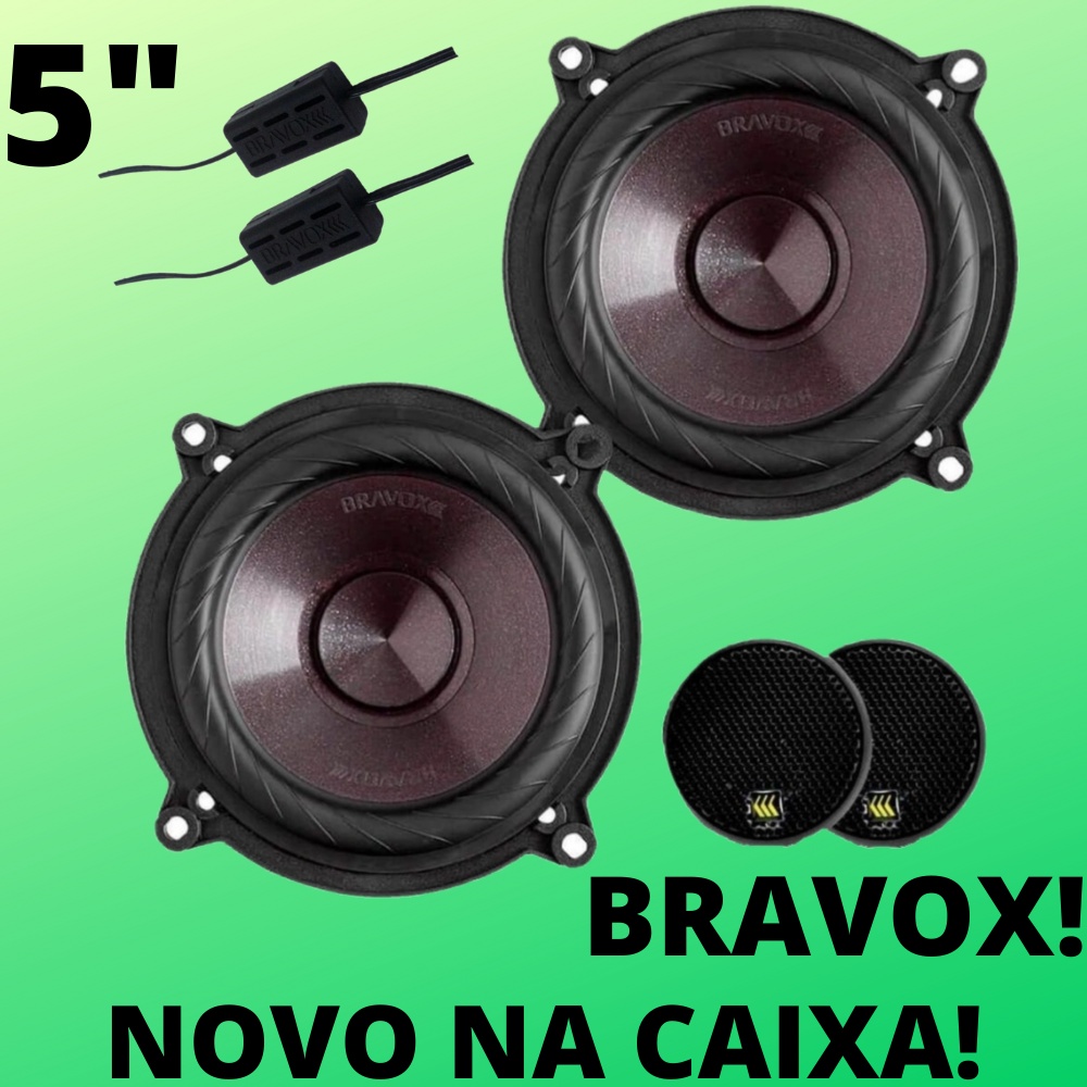 Kit 2 Vias Bravox 5 Polegadas 120 RMS Par de Tweeter Par de Crossover Novo Kit Duas Vias