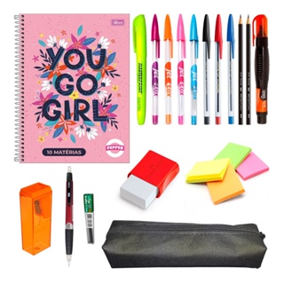 Combo Material Escolar Feminino Completo Kit Ensino Médio Faculdade