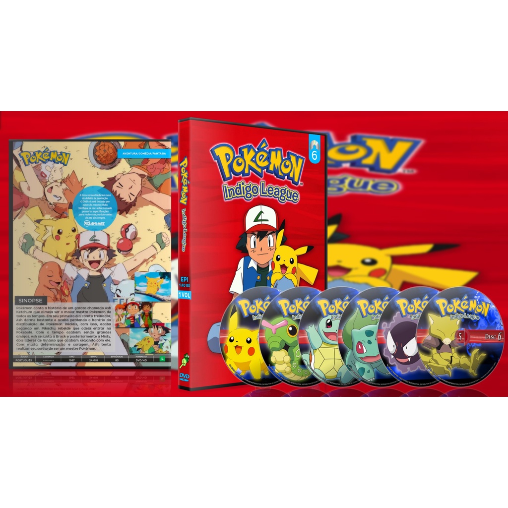 Dvd Anime Pokémon 1ª Temporada Liga Indígo Dublado