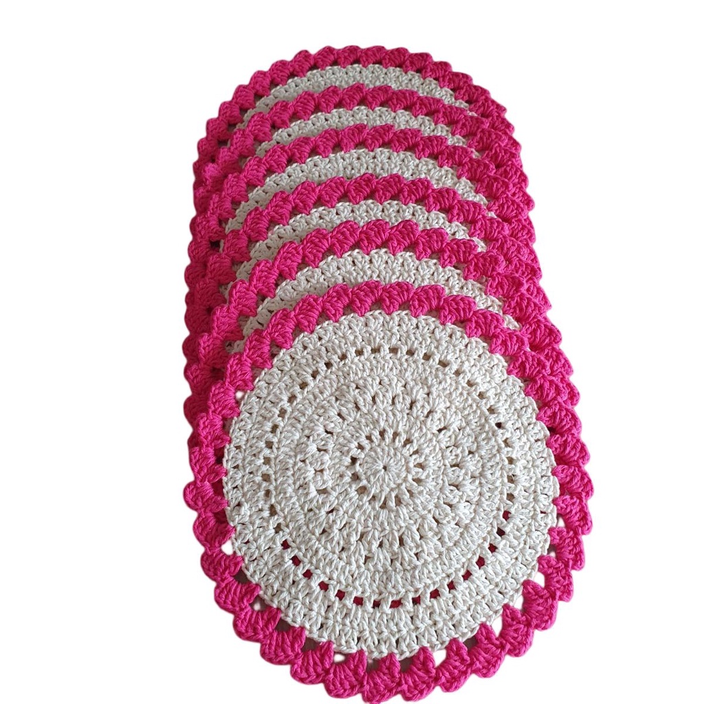 Kit 6 Jogo Americano Sousplat Crochê para chá café sobremesa