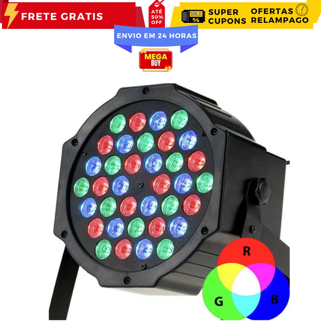 Refletor Par Led Rgb 36 Leds Slim Digital Festa | Shopee Brasil