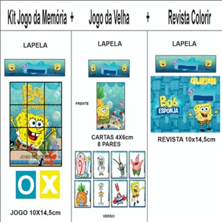 Jogo da Velha Lembrancinha de Aniversário Bob Esponja