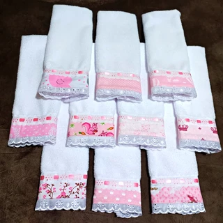 Toalhinha para Bebê de Ombro com Laise 5 unidades Passeio Modelo LUXO 100% Algodão Estampadas em Oferta na Shopee