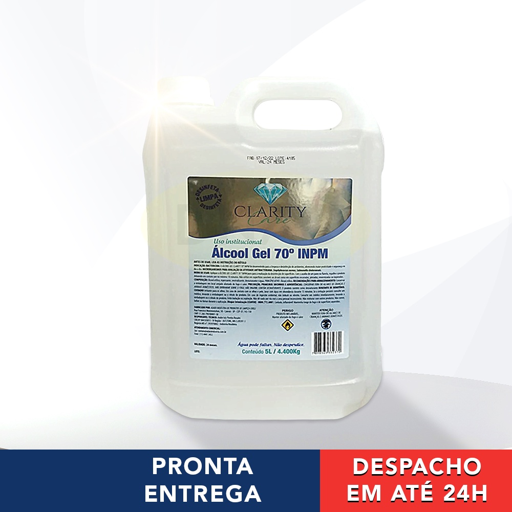 Álcool em Gel 70% INPM Uso Institucional Limpeza - 500ml Cx 12 unidades