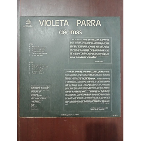 Violeta Parra – Décimas – Vinyl (LP, Album, Stereo), 1976