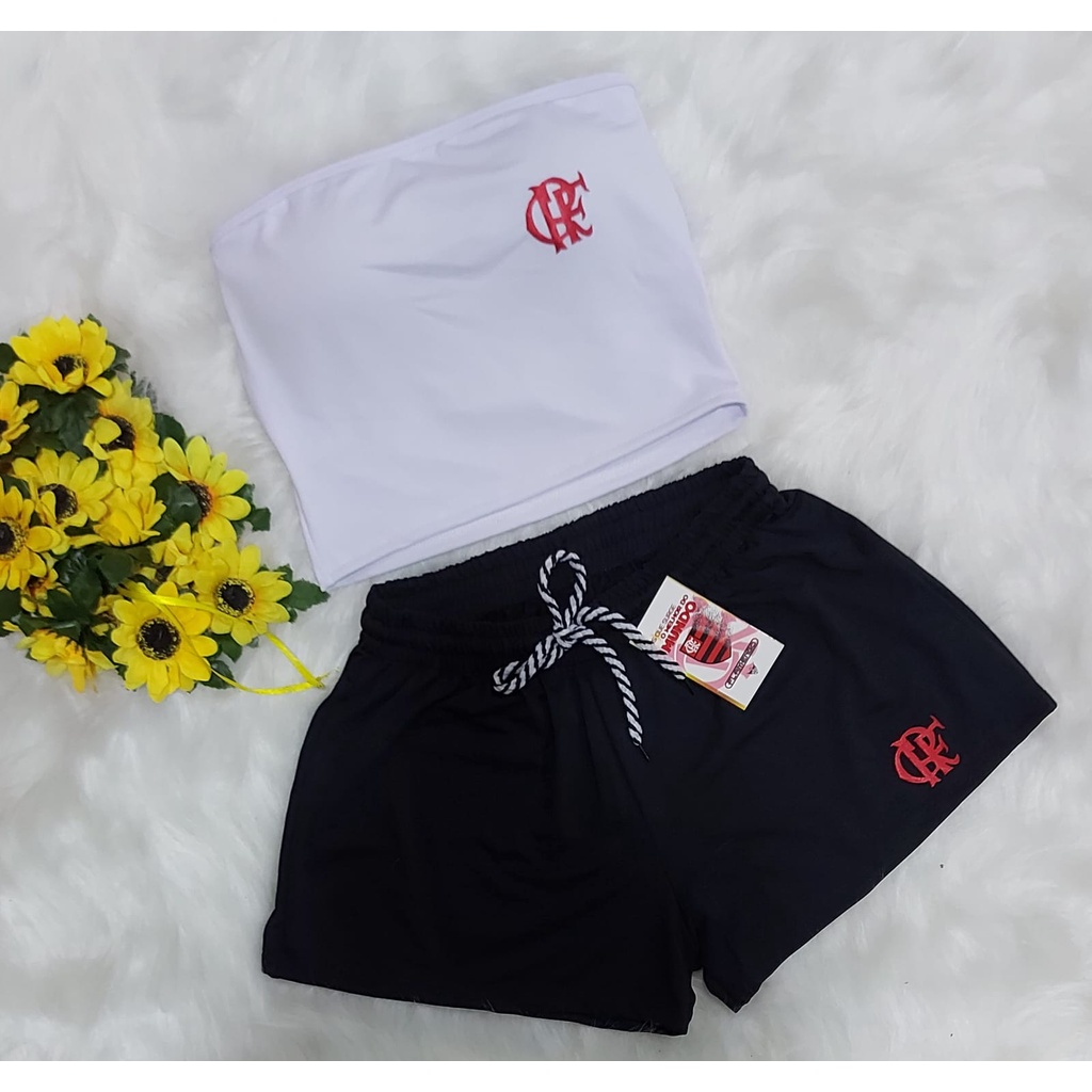 Conjunto Flamengo Cropped + Shorts Modinha Feminina | Shopee Brasil
