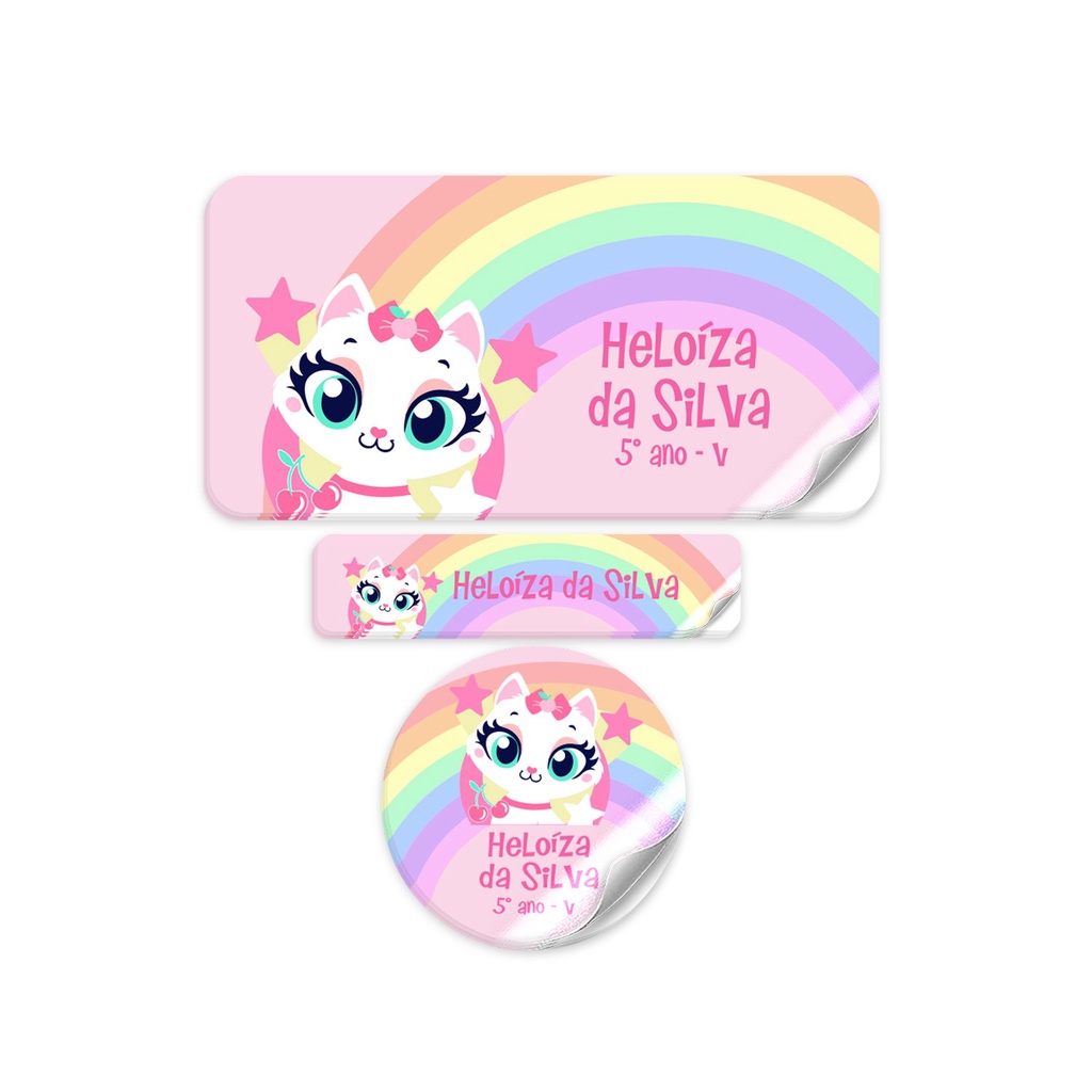 Etiqueta Escolar Personalizada Gatinha Puket a prova d' agua