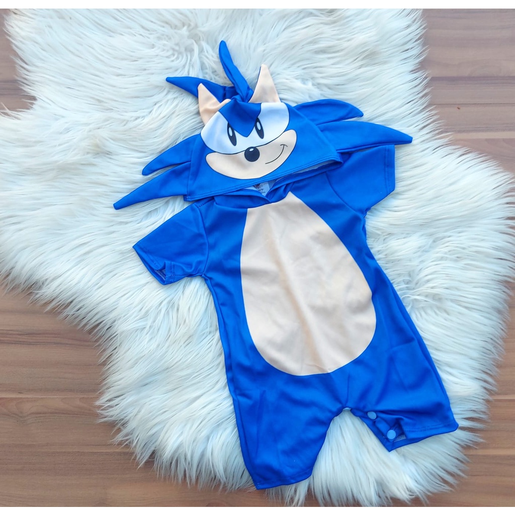 Fantasia Sonic Azul Infantil Cosplay Halloween Dry em Promoção na