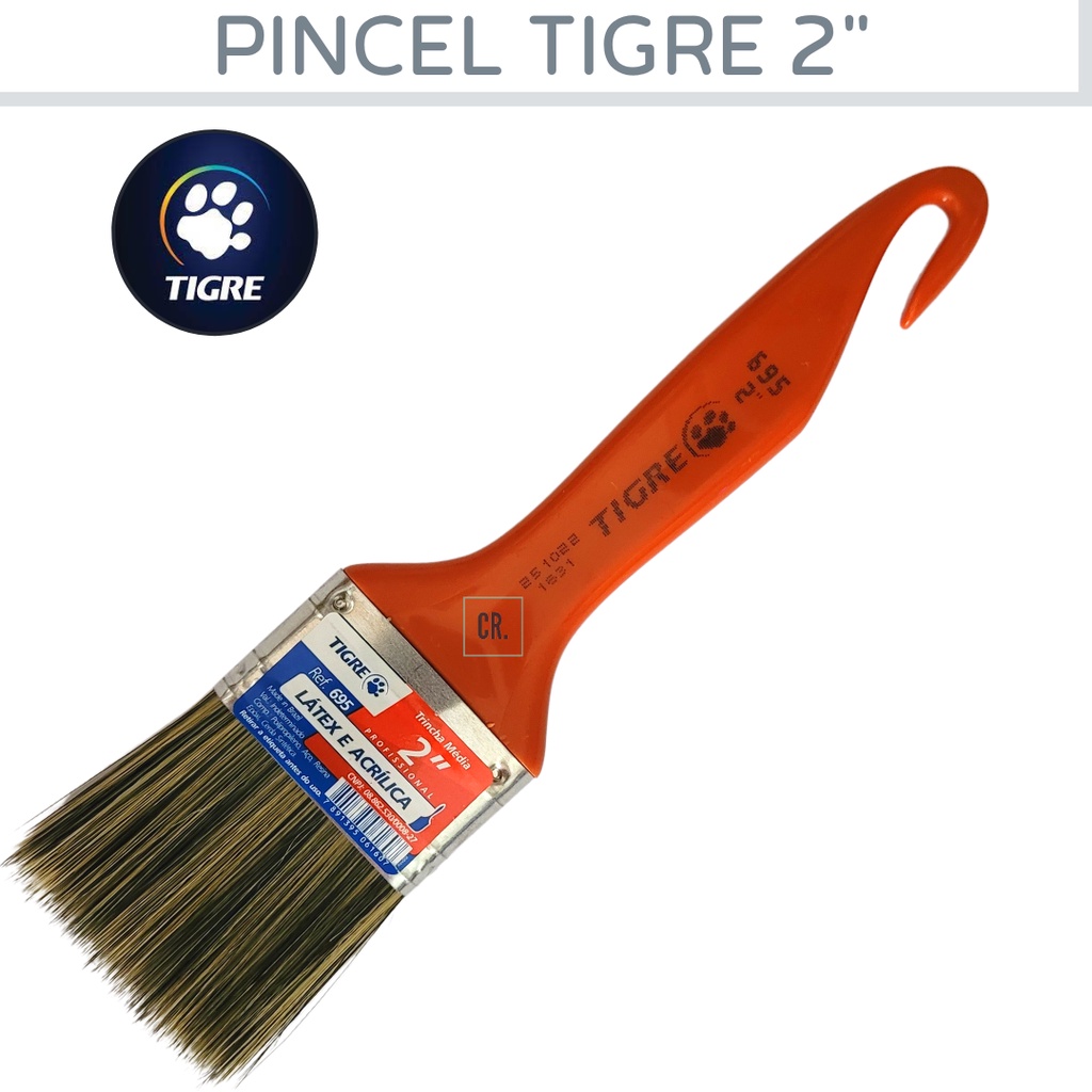 Pincel Trincha Tigre 2" Para Pintura Com Tinta Látex e Acrílica Ref.695 ...