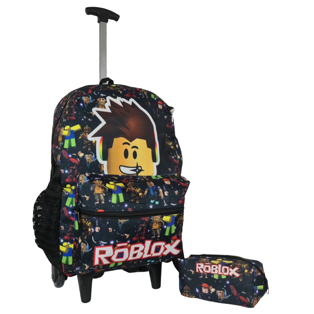 Kit Mochila Rodinha Escolar Roblox + Estojo simples 1 divisória ...
