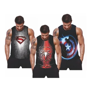 Kit 3 Regatas Masculina Tradicional Academia Fitness