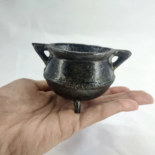 Miniatura de Caldeirão de Alumínio, Para Decoração Pintado na Cor Ouro Velho