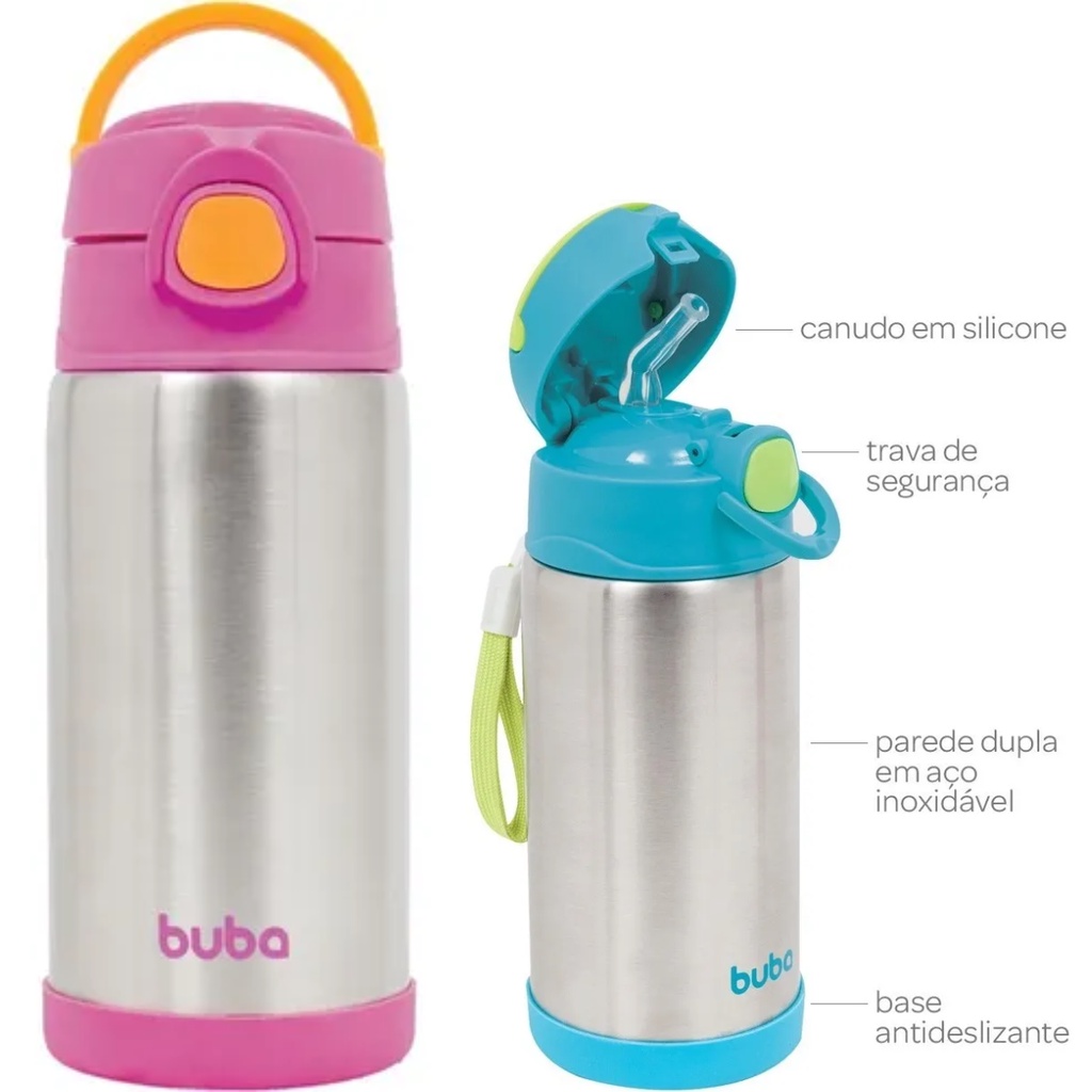 Kit Garrafinha Térmica Buba Infantil E Adulto Rosa + Azul | Shopee Brasil