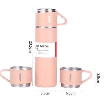 Conjunto Kit Garrafa Térmica 500ml + 3 Xícaras | Presente | Aço Inoxidável  | Shopee Brasil