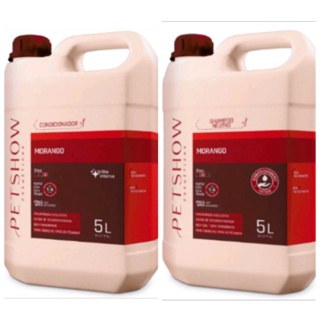Shampoo e condicionador morango pet show combo de 5 litros cada