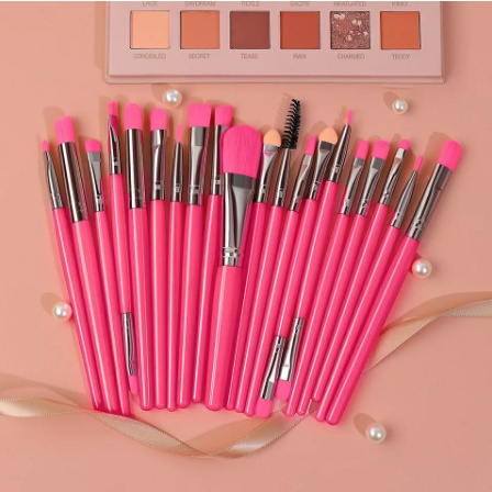 Kit 20 Pinceis Profissional Pincel Maquiagem Neon Beleza