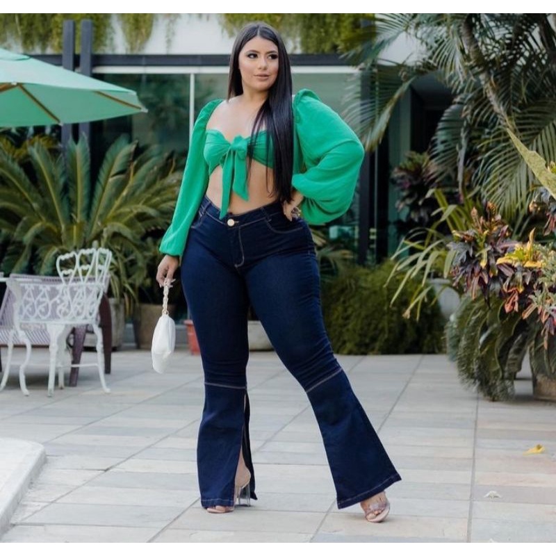 calça Flare Plus size Com Lycra Clássica Social Moda Realeza 44 ao 48