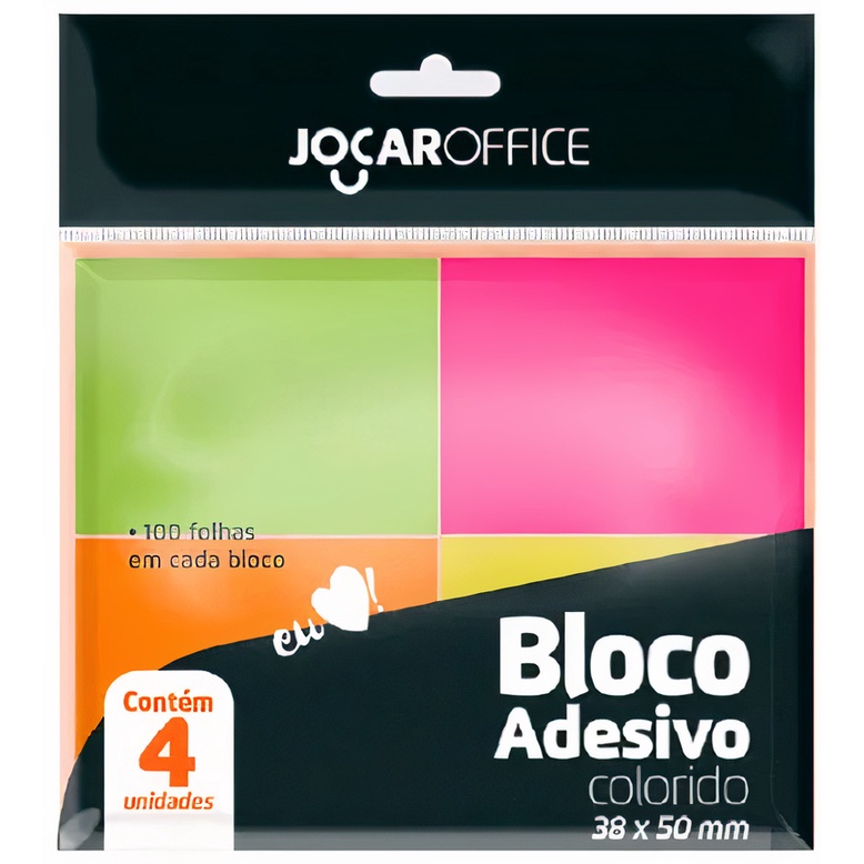 Bloco Adesivo Post It Colorido Jocar Office 38x50 4 Cores 100 Folhas Em Cada Bloco Shopee 2851