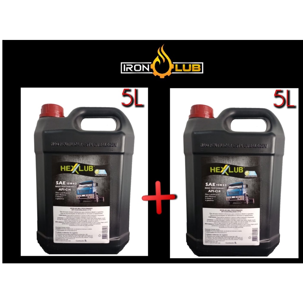 Kit C 2 Hexxlub 15w40 Ci4 Diesel 5 Litros Cada Total 10 Litros Shopee Brasil