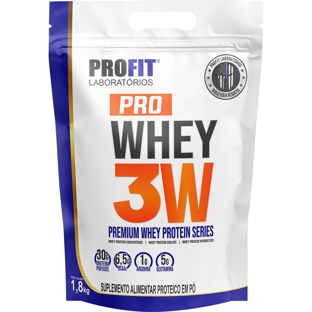 Whey Protein 3W – Isolada + Hidrolisada + Concentrada – Refil 1,8 kg – Profit