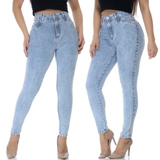 Calça Jeans Feminina Com Elastano Skinny Levanta Bumbum Cintura