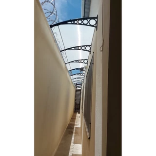 Toldo Policarbonato 3,20x0,50m - Modular para Chuvas Portas e Janelas Lojas Comércio
