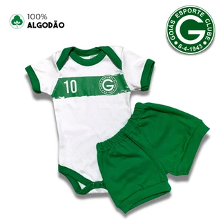 Conjunto Body Bebe Time Futebol Goiás Menino e Menina 100% Algodão