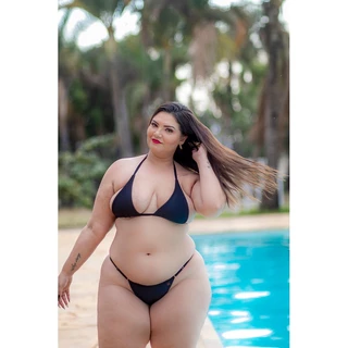 Biquini Imita Fita Plus Size Para Bronze de Suplex Forrado Com Regulagem