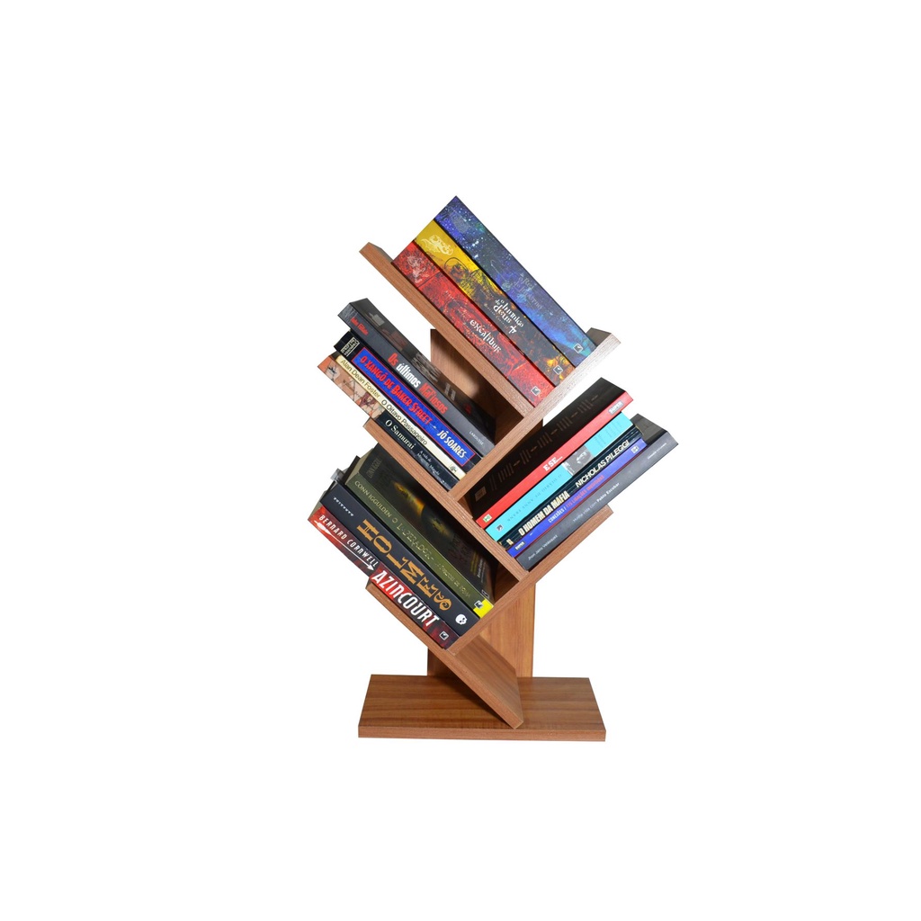 Livreiro Estante Suporte Prateleira P/ Livros Revistas MDF, 60cm, Marrom claro
