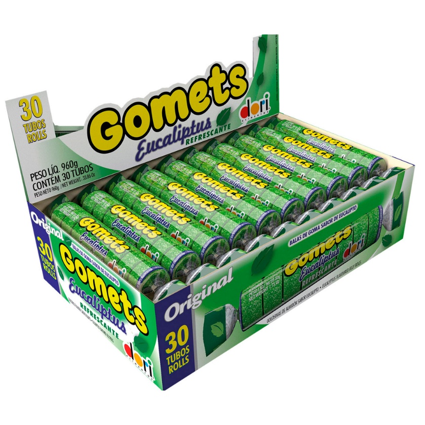 Bala Goma Tubo Gomets Eucalipto Caixa C/30unid - 960g
