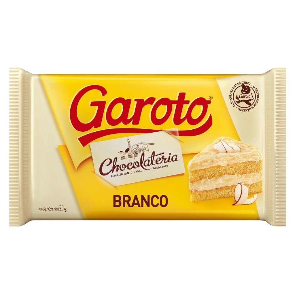 Barra Chocolate para cobertura Garoto Ao Leite - Meio Amargo - Blend -  Banco 2,1kg