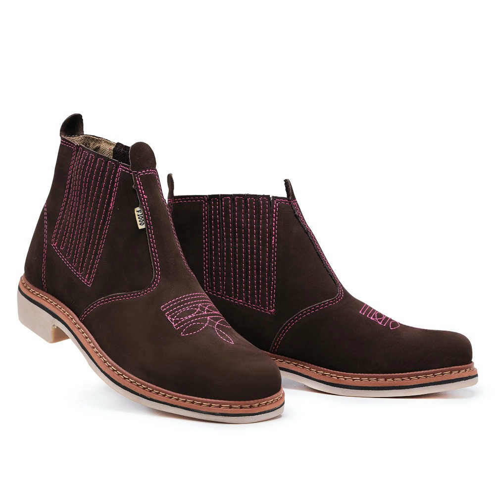 Botina Bota Country Rodeio Texana Montaria Masculino Feminino Couro ...