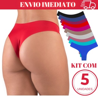 Kit 5 Calcinhas Tanga Sem Costura Corte Laser Promoção Revenda