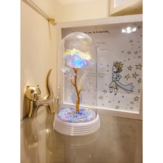 Luminária A Rosa Encantada Galáxia A Bela E A Fera com Bolinhas 20 cm Presente para namorada Pérola