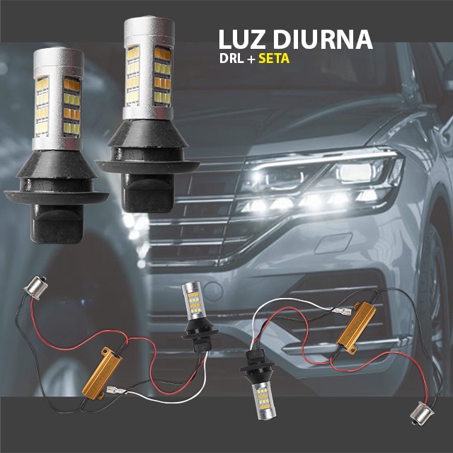 Lâmpada seta + DRL farol diurno universal kit completo