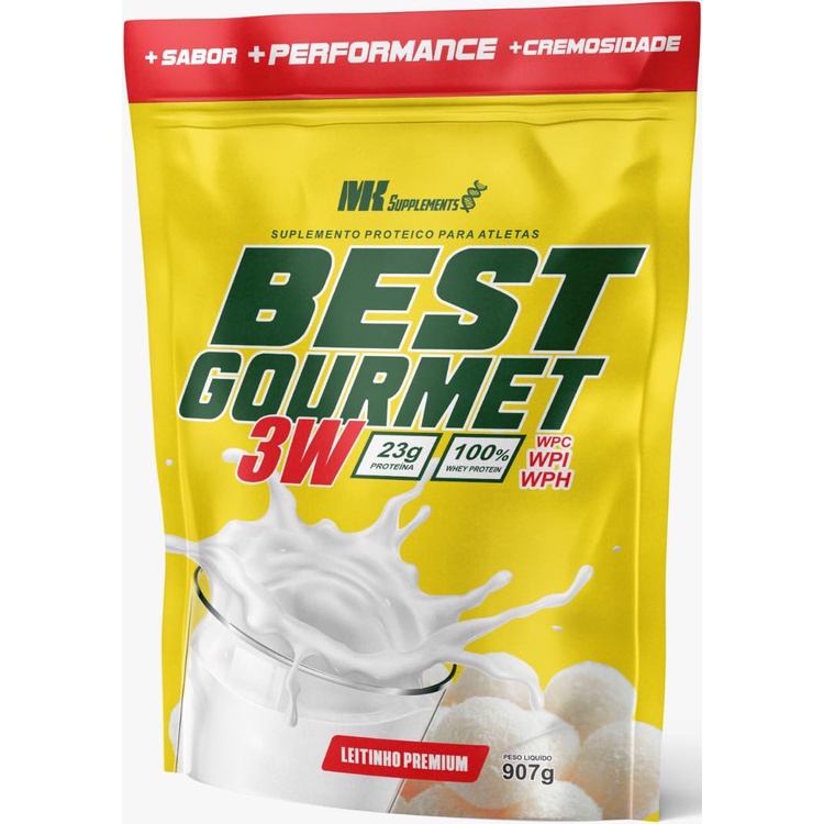 Whey Best Gourmet 3w MK Supplements 907Gr Refil Escolha seu sabor