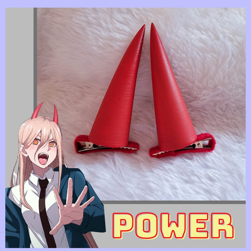 Anime Chainsaw Man Hair Clip Red Evil Demon Horns Power Cosplay Hairpins  Headwear Halloween Costume Party Props Gift