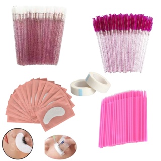 Kit Alongamento De Cílios - 100 Pads + 50 Escovinhas + 100 Microbrush + 50 Aplicadores + 2 Fitas Transpore