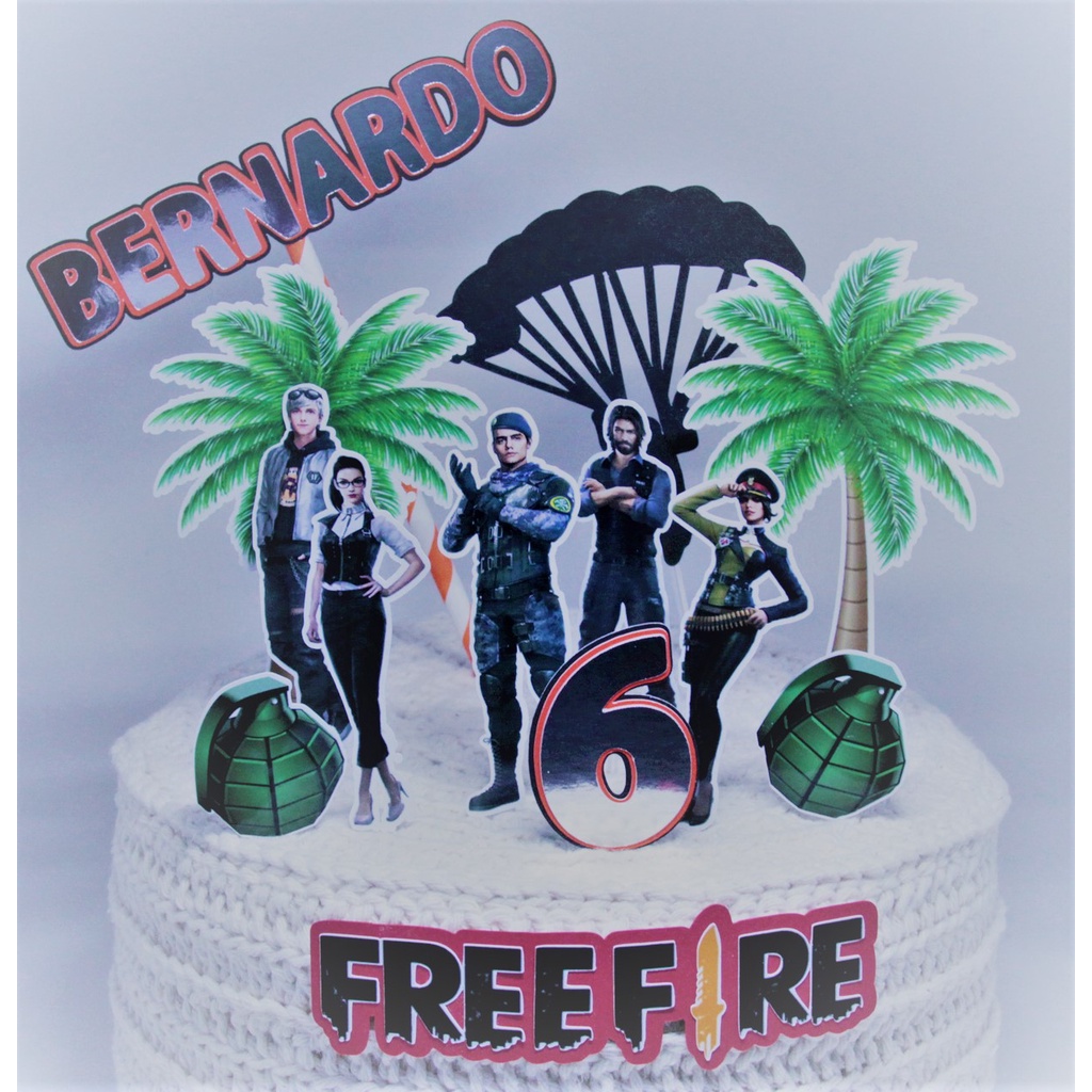 Topo de bolo Digital Personalizado do jogo Free Fire