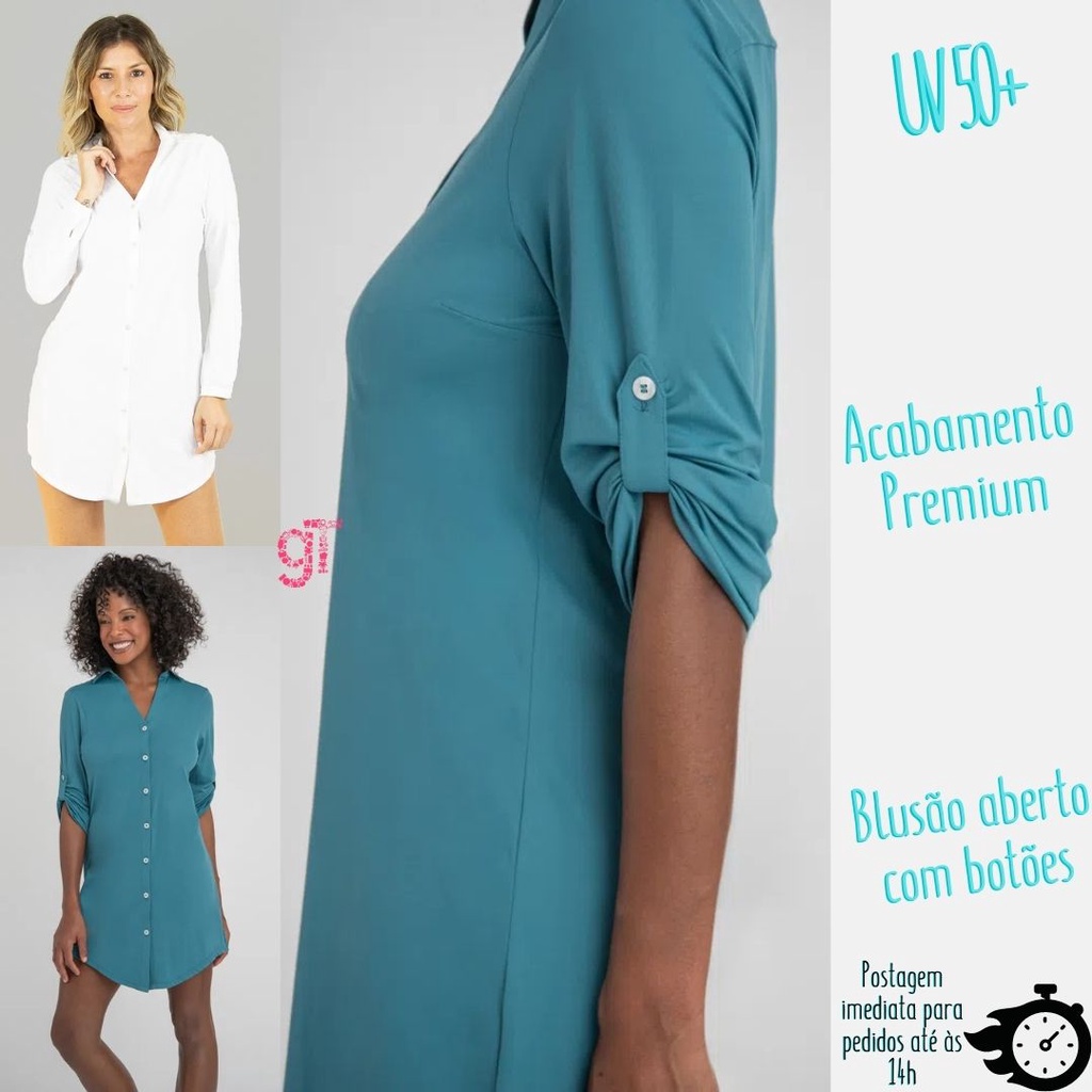 Saída de Praia Blusão feminino com proteção UV 50+ Poliamida tecido de alta qualidade proteção contra raios de sol