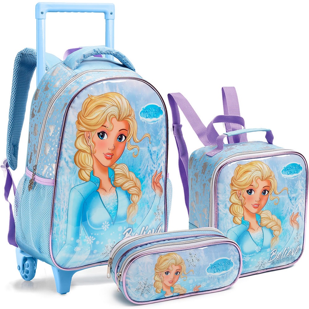Kit Mochila Escolar Princesa do Gelo Frozen Anna Elza Ice Infantil ...