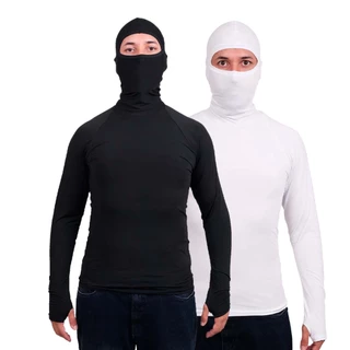 Kit 2 Segunda Pele Camisa Térmica Anti Frio Térmica Touca Ninja Frio Proteção Solar