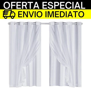 Cortina Para Quarto De Casal PVC Com Voil Liso 2,00 x 1,40