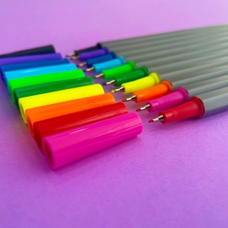 Canetinha Escolar Hidrográfica Caneta Colorida BRW Ponta Fina 0.4mm Fineliner