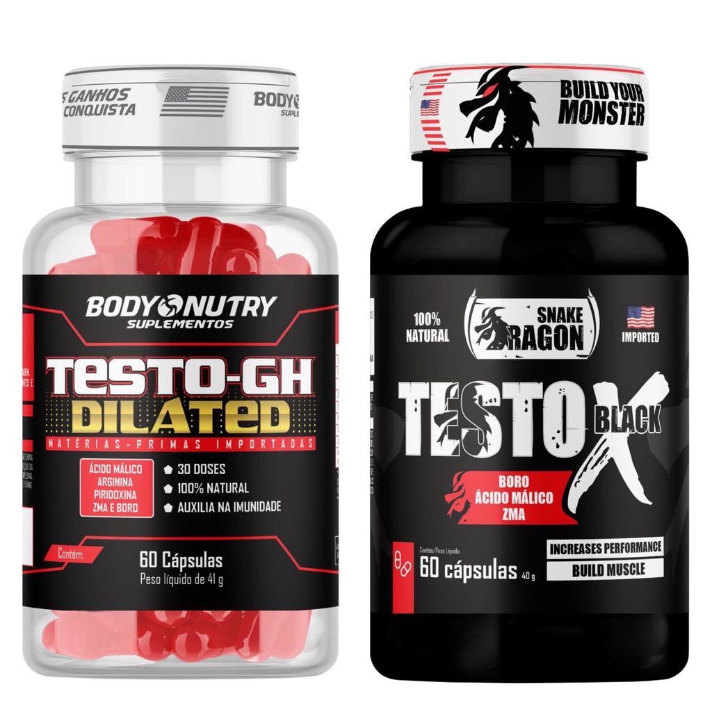 Kit Testo Dilated 60 Cápsulas + Testo X Black 60 Cápsulas