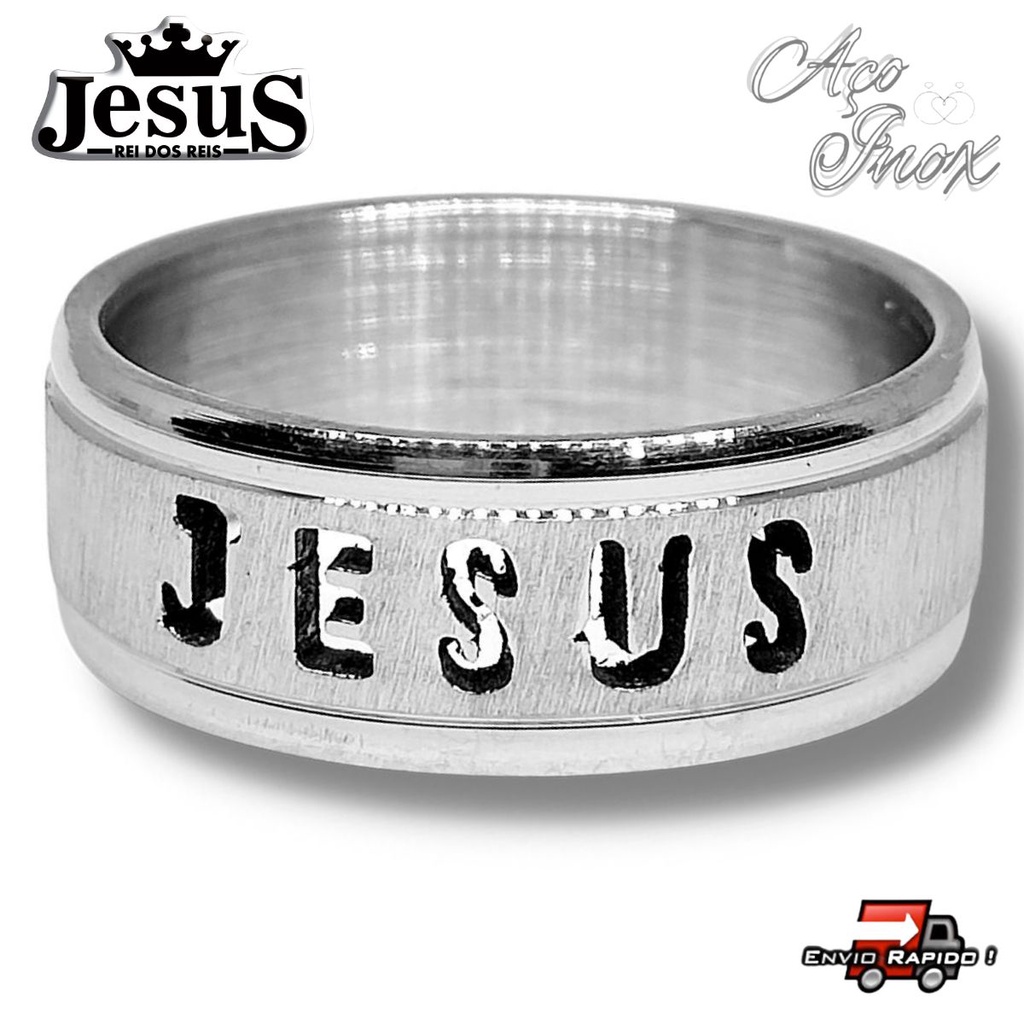 Anel Jesus Cristão Aliança Católico Evangélico Aço Inox Religioso 8mm ...